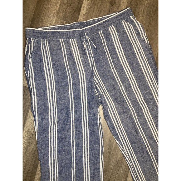 Old Navy Pants Women’s XL Wide Leg Linen Blend Striped Pull On Casual Beach Boho - Picture 2 of 8